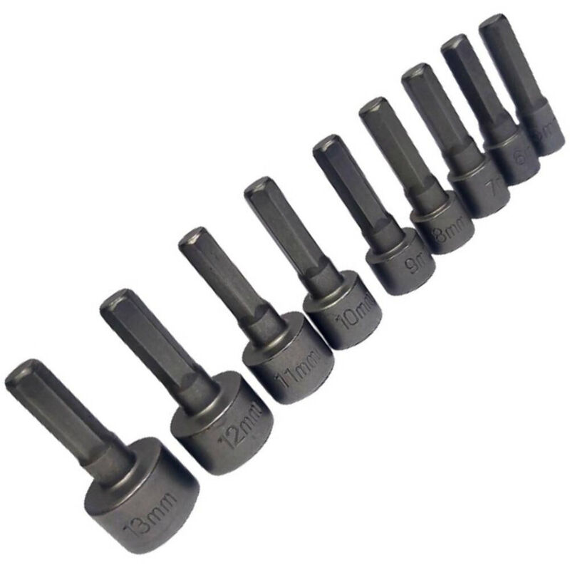 foto del prodotto set 9 inserti chiave esagonale per avvitatore chiave a bussola codolo esagonale - - trade shop traesio