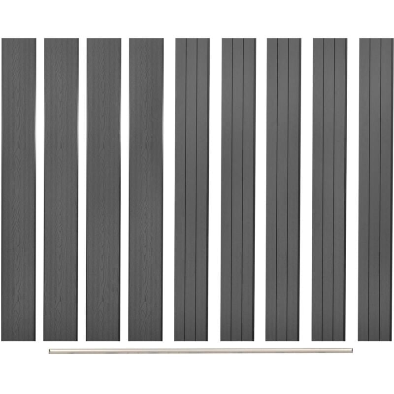foto del prodotto set 9 pannelli di ricambio per recinzioni esterne in pwc da 170 cm vari colori colore grigio