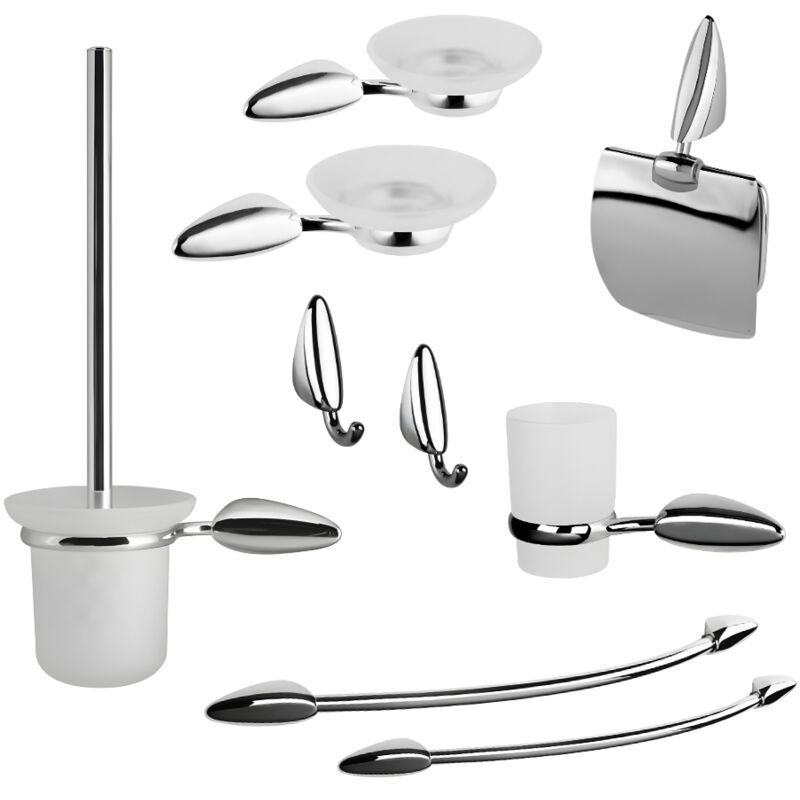 foto del prodotto set 9 pezzi accessori da bagno odissea acciaio cromato dal design moderno