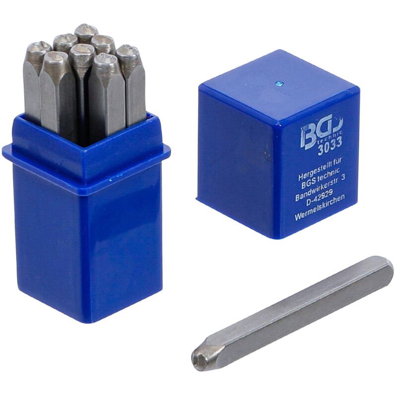 foto del prodotto set 9 punzoni numeri per marcatura bgs cifre 3 mm