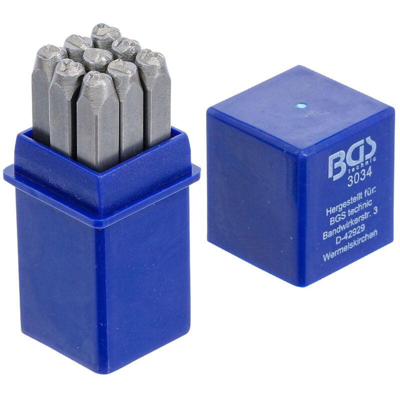 foto del prodotto set 9 punzoni numeri per marcatura bgs cifre 4 mm