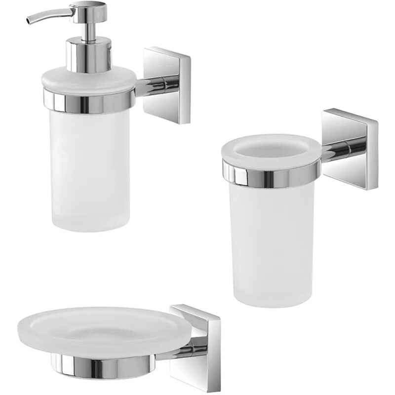 foto del prodotto set accessori a muro 3 pezzi in acciaio cromato e viti incluse easy