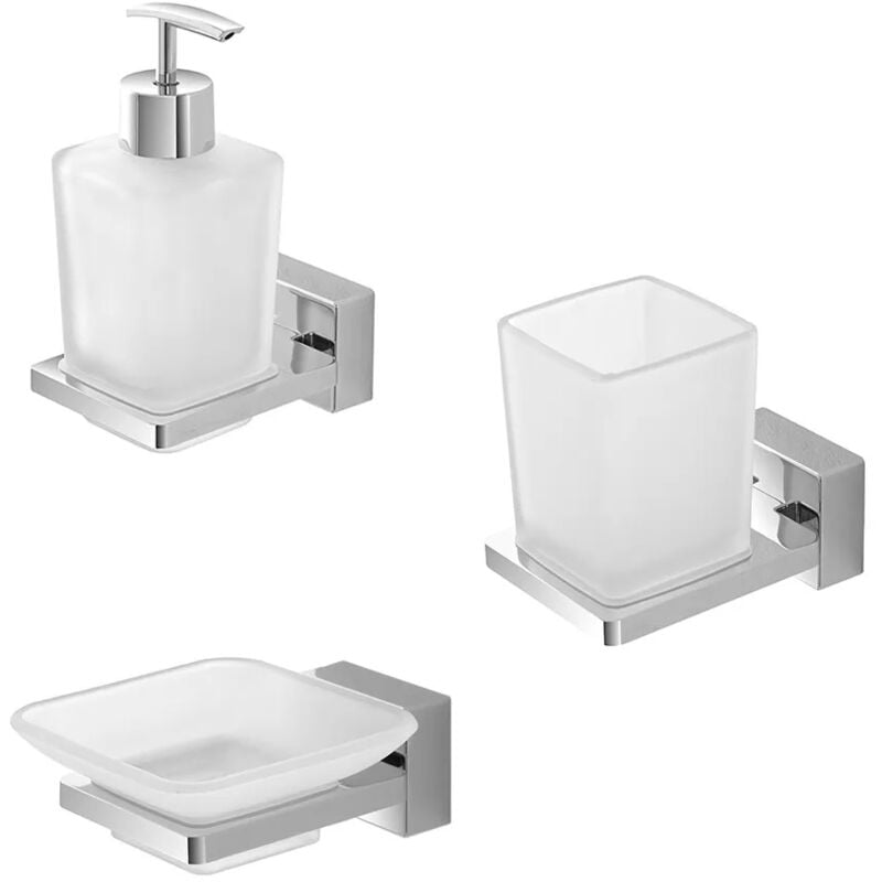 foto del prodotto set accessori a muro 3 pezzi in acciaio cromato e viti incluse velvet