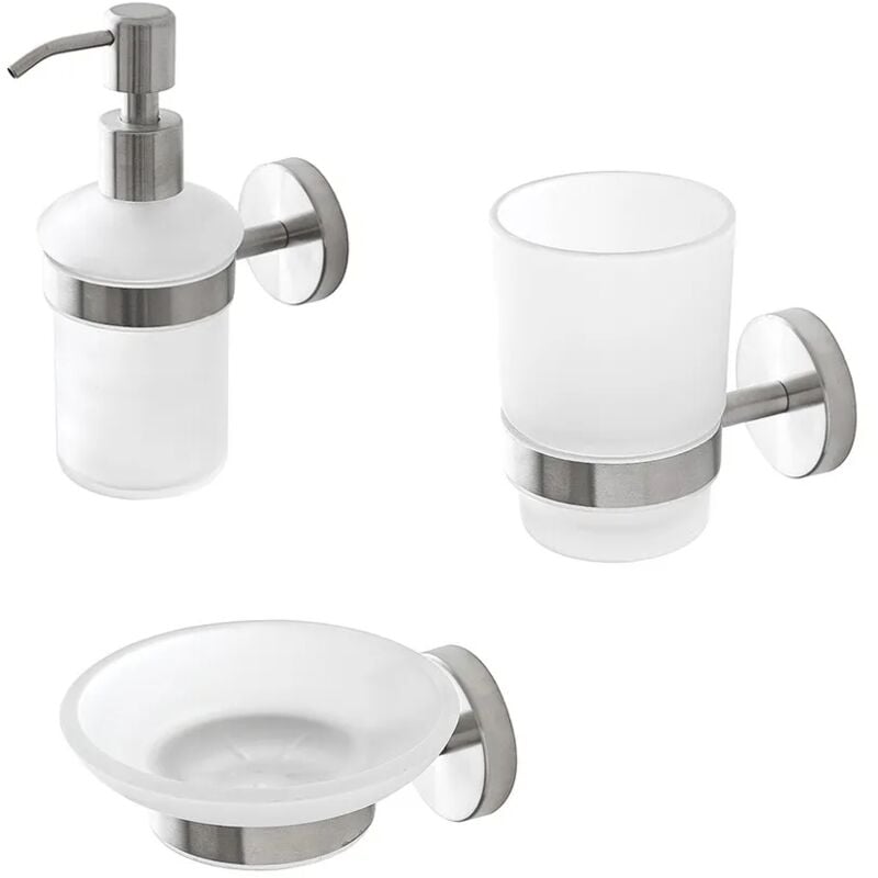 foto del prodotto set accessori a muro 3 pezzi in acciaio inox satinato e viti incluse galassia