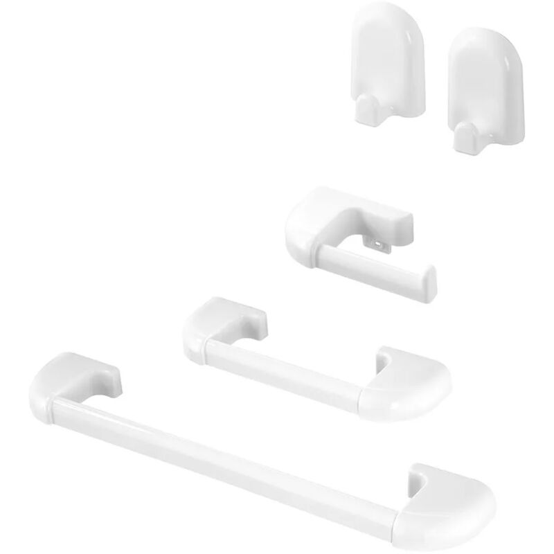 foto del prodotto set accessori a muro 5 pezzi in abs bianco con doppio fissaggio gioia