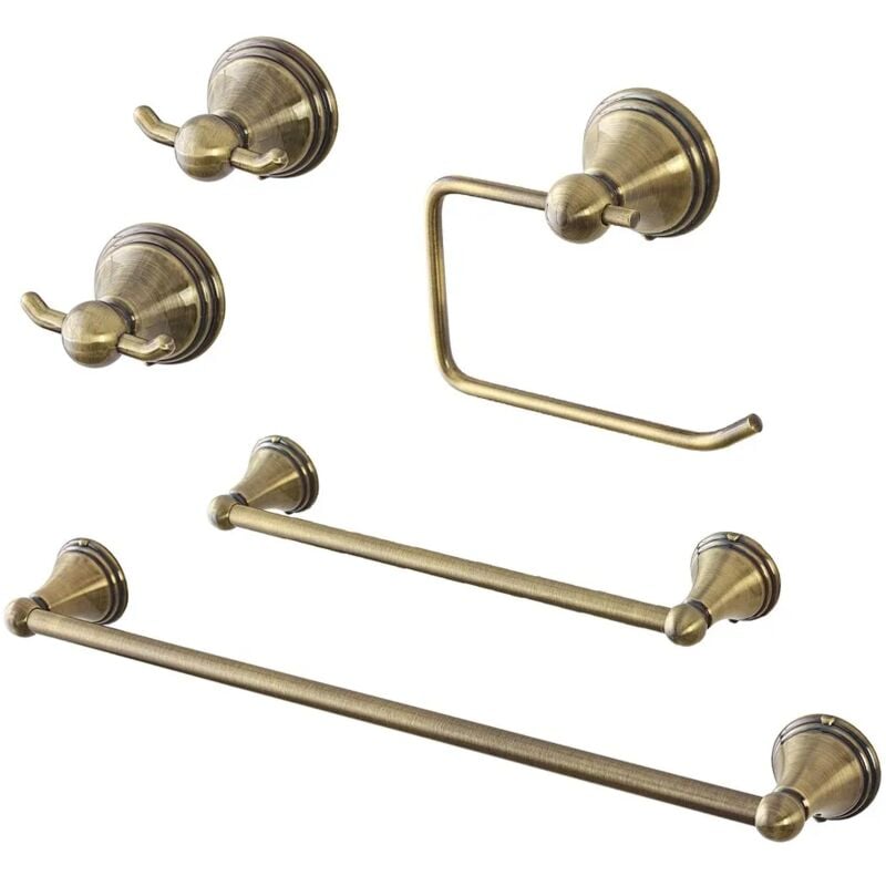 foto del prodotto set accessori a muro 5 pezzi in acciaio con finitura bronzo e viti incluse iris