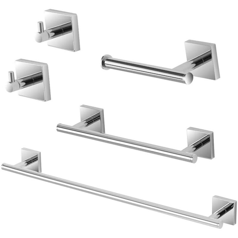 foto del prodotto set accessori a muro 5 pezzi in acciaio cromato e viti incluse easy