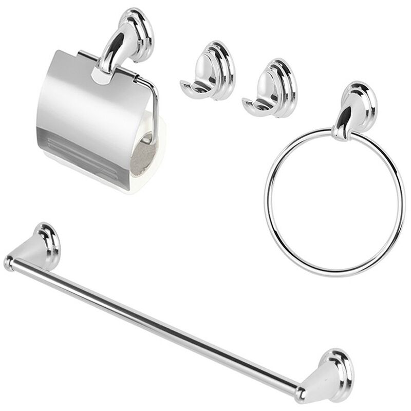 foto del prodotto set accessori a muro 5 pezzi in acciaio cromato viti incluse facile