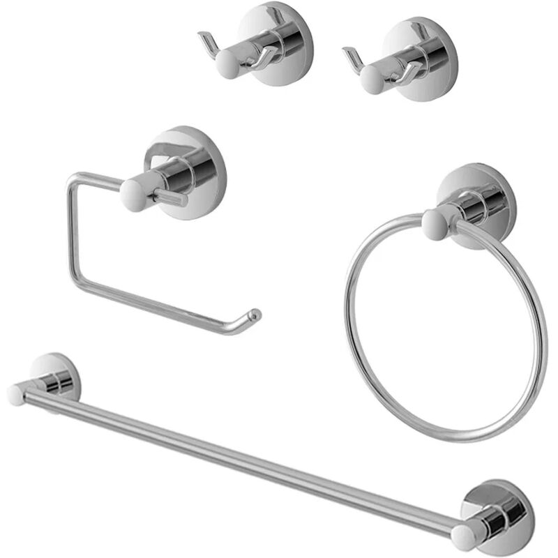 foto del prodotto set accessori a muro 5 pezzi in metallo cromato e abs viti incluse sprint