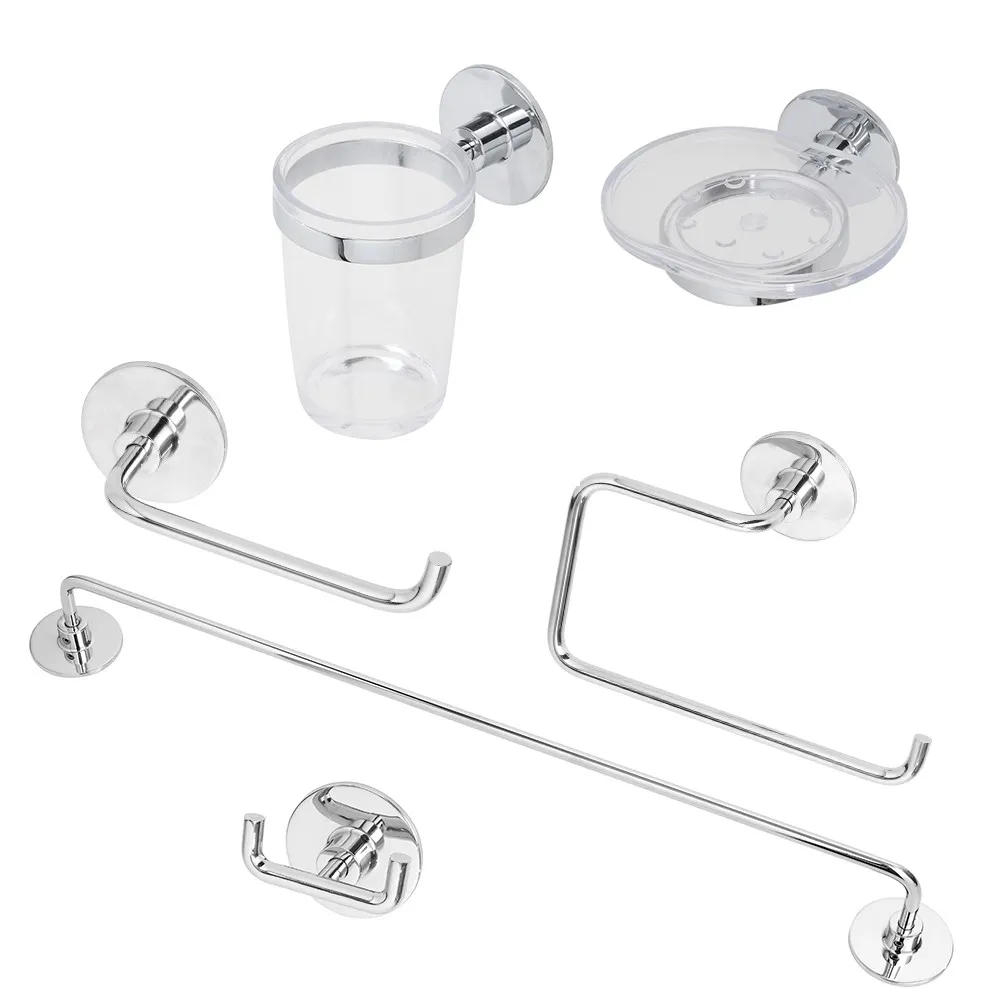 foto del prodotto set accessori a muro 6 pezzi in acciaio cromato e viti incluse idea