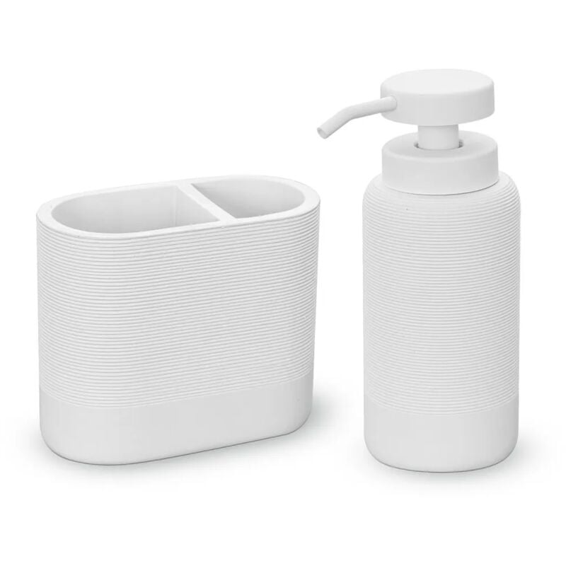 foto del prodotto set accessori bagno 2 pezzi in poliresina bianca marica