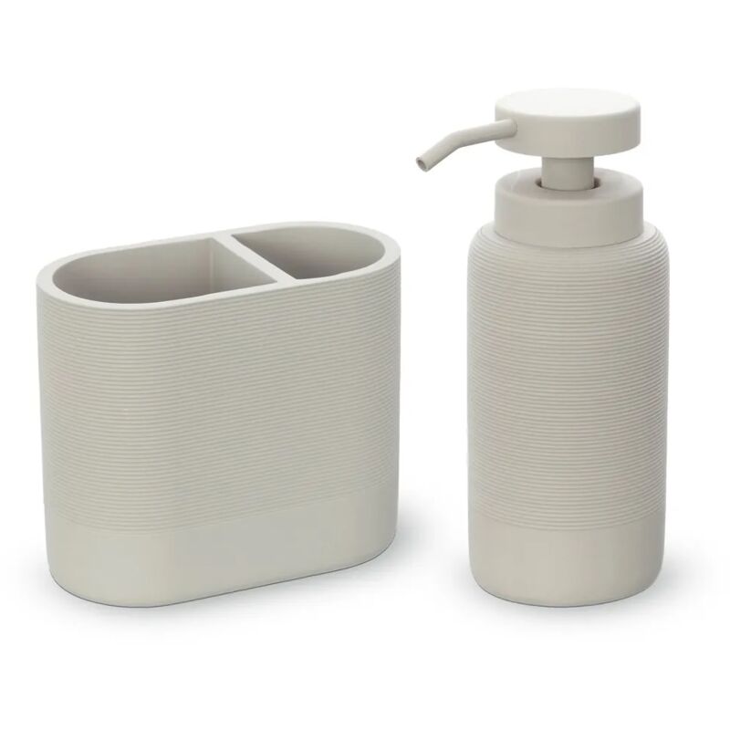 foto del prodotto set accessori bagno 2 pezzi in poliresina crema marica