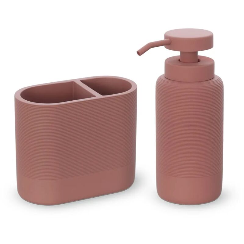 foto del prodotto set accessori bagno 2 pezzi in poliresina terracotta marica