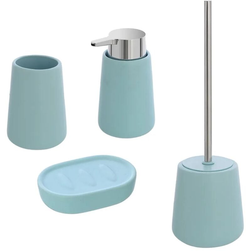 foto del prodotto set accessori bagno 4 pezzi in ceramica turchese pastello sidney