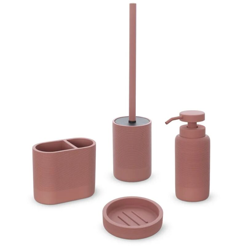 foto del prodotto set accessori bagno 4 pezzi in poliresina terracotta marica