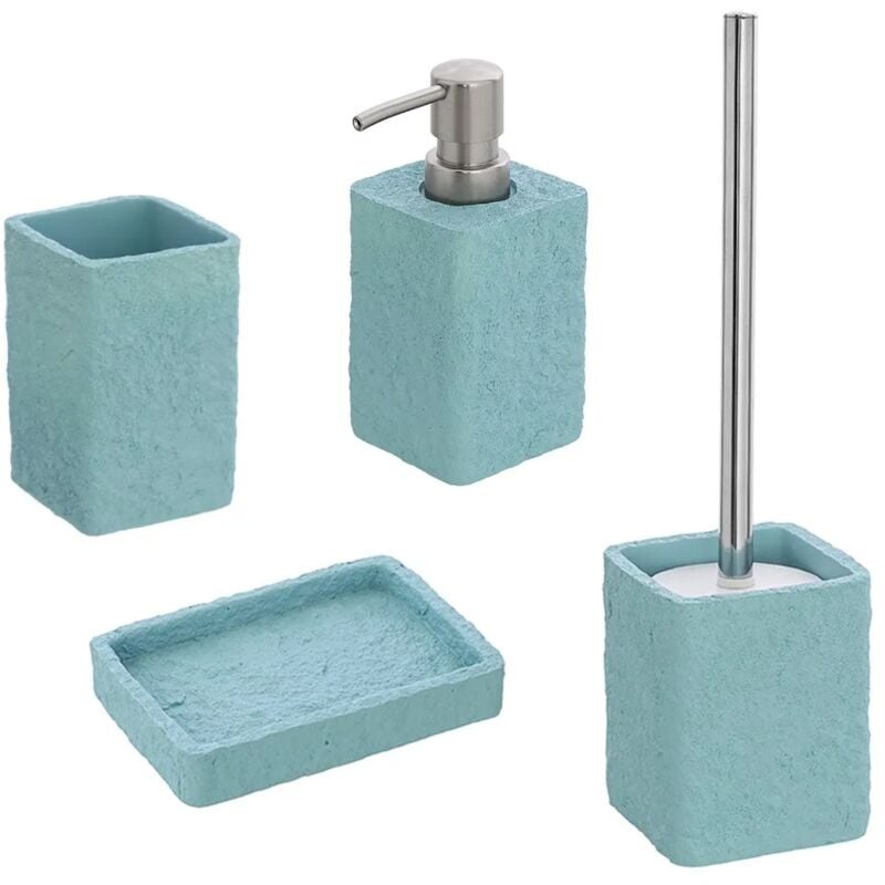 foto del prodotto set accessori bagno 4 pezzi turchese