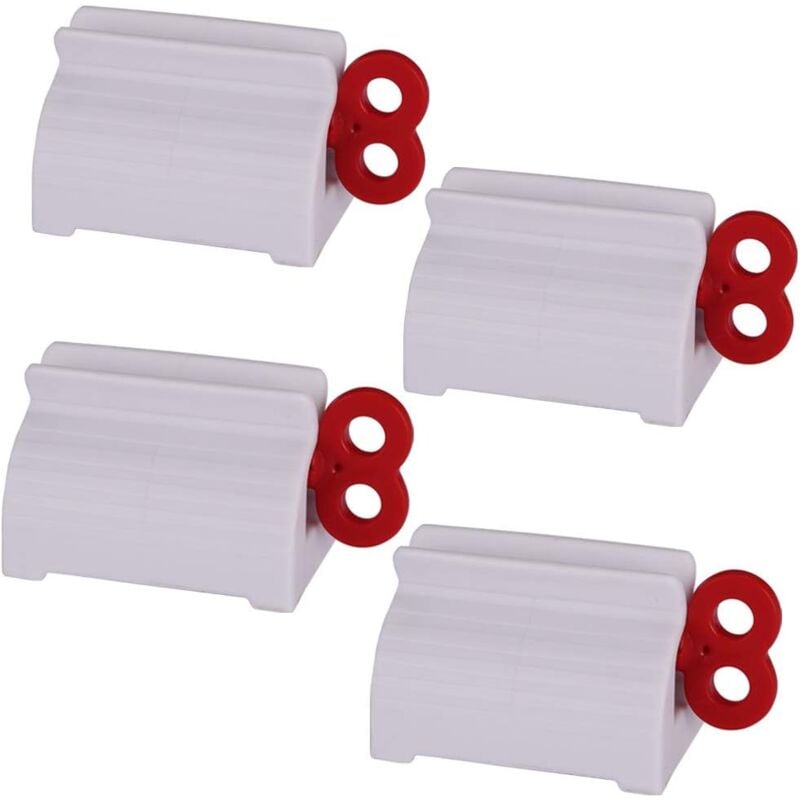 foto del prodotto set accessori bagno, clip manuale per dentifricio, rosso, set da 4 rapanda