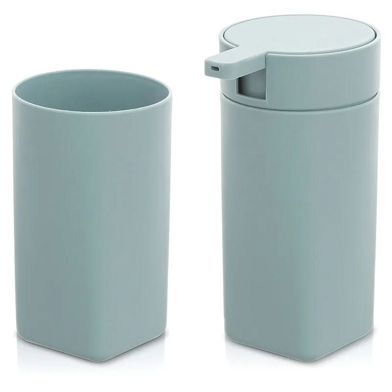 foto del prodotto set accessori bagno dispenser e portaspazzolini da appoggio acquamarina in abs tender