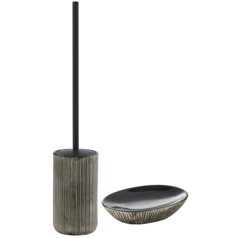 foto del prodotto set accessori bagno moderni per bidet e wc in ceramica nera nambino
