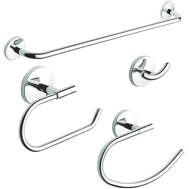 foto del prodotto set accessori bagno porta asciugamani in acciaio kit 4 pz prod. one cromo