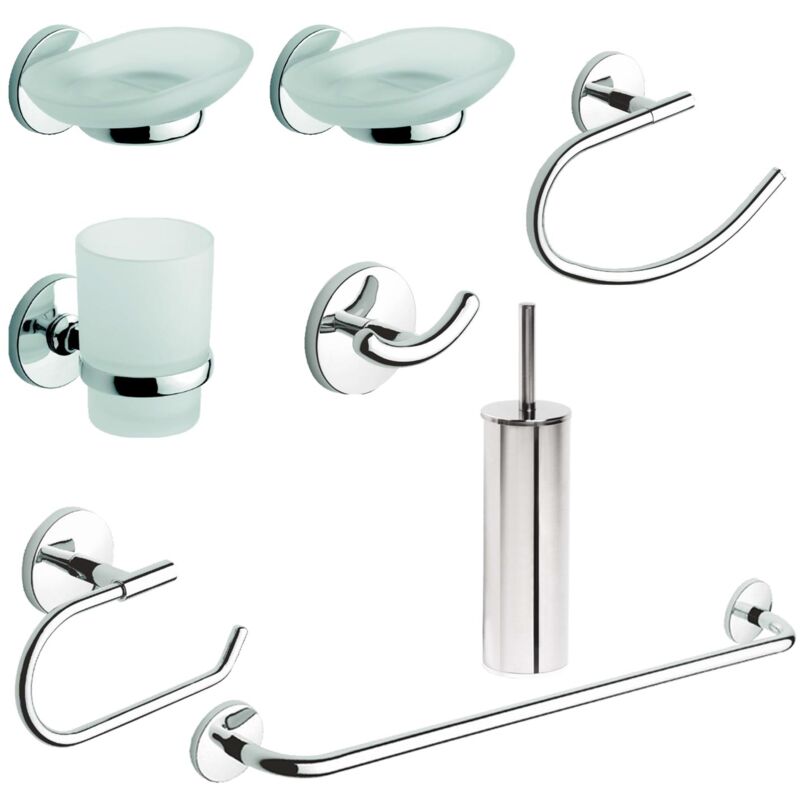 foto del prodotto set accessori bagno porta asciugamani in acciaio kit 8 pz prod. one cromo