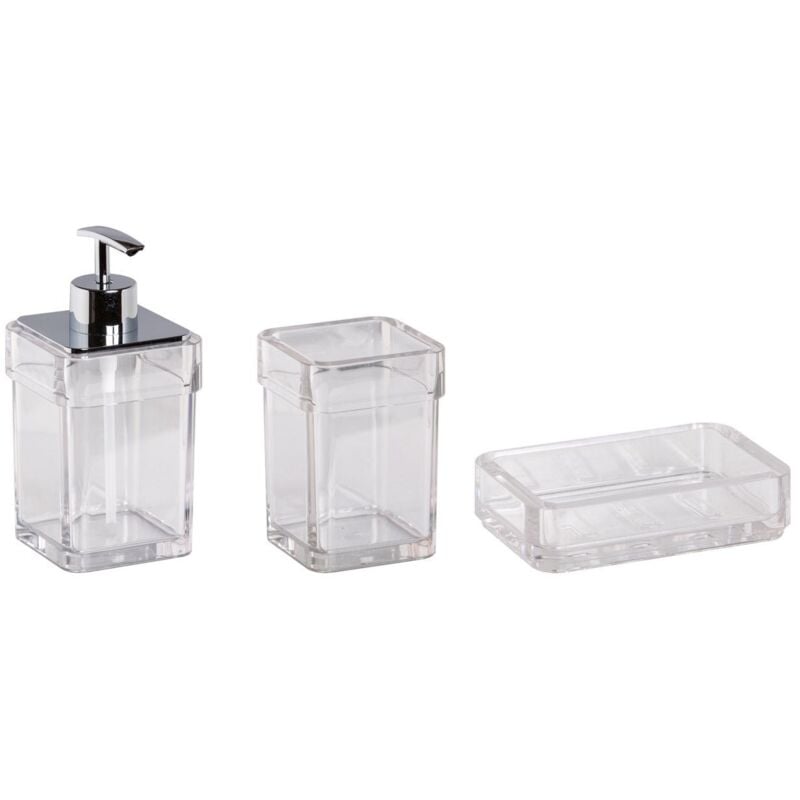 foto del prodotto set accessori bagno trasparente