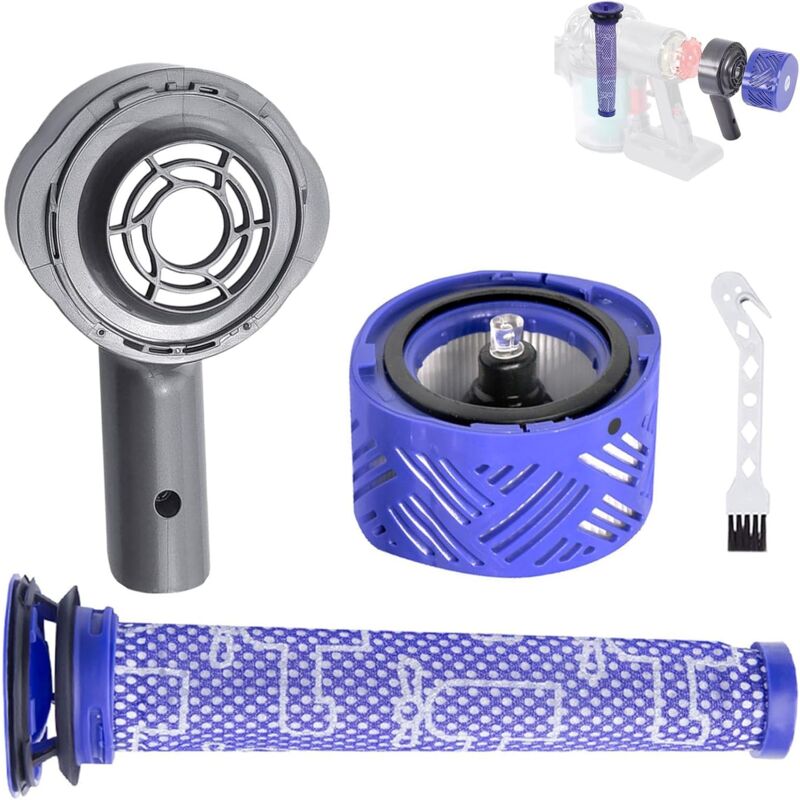 foto del prodotto set accessori con filtro e coperchio motore posteriore per aspirapolvere dyson v6 dc58 dc59 dc61 dc62 dc74, coperchio motore posteriore prefiltro