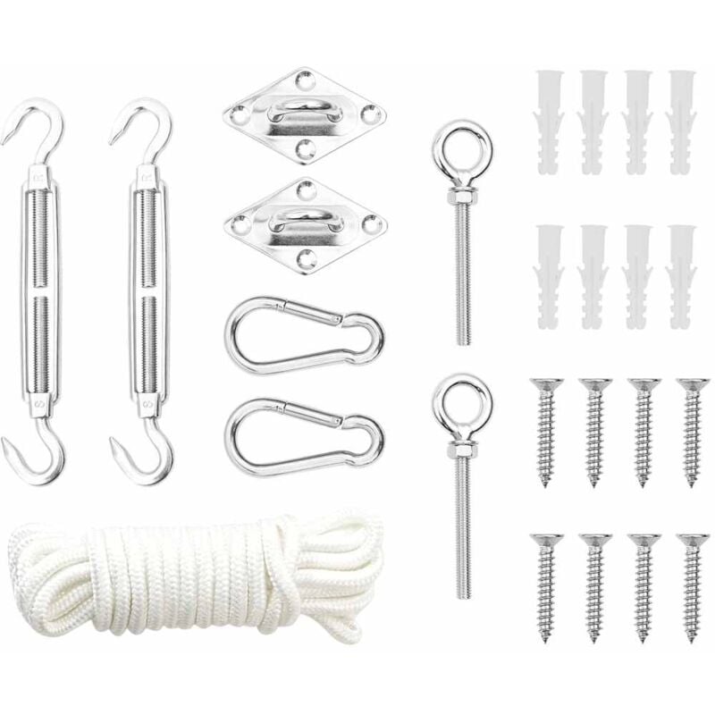 foto del prodotto set accessori per vela parasole 9 pz in acciaio inossidabile - vidaxl