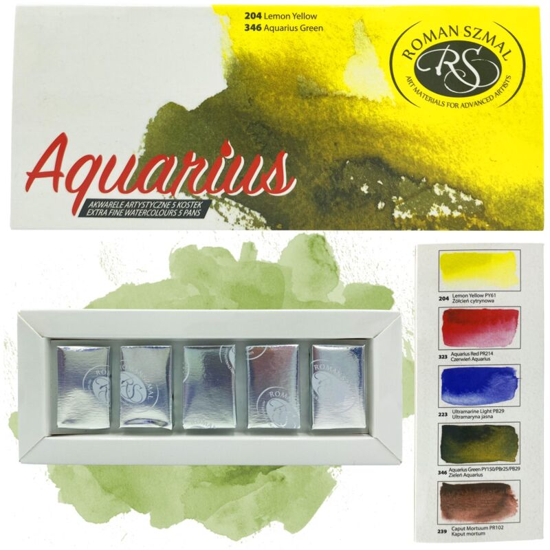 foto del prodotto set acquerello di 5 pezzi roman szmal cubi completi tavolozza aquarius starter