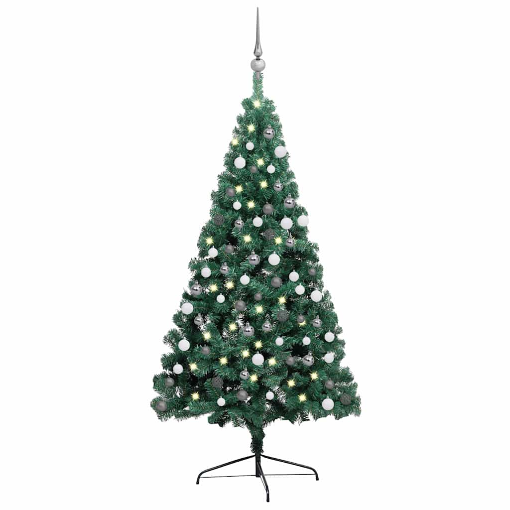foto del prodotto set albero natale artificiale a met led e palline verde 120cm cod mxl 15697