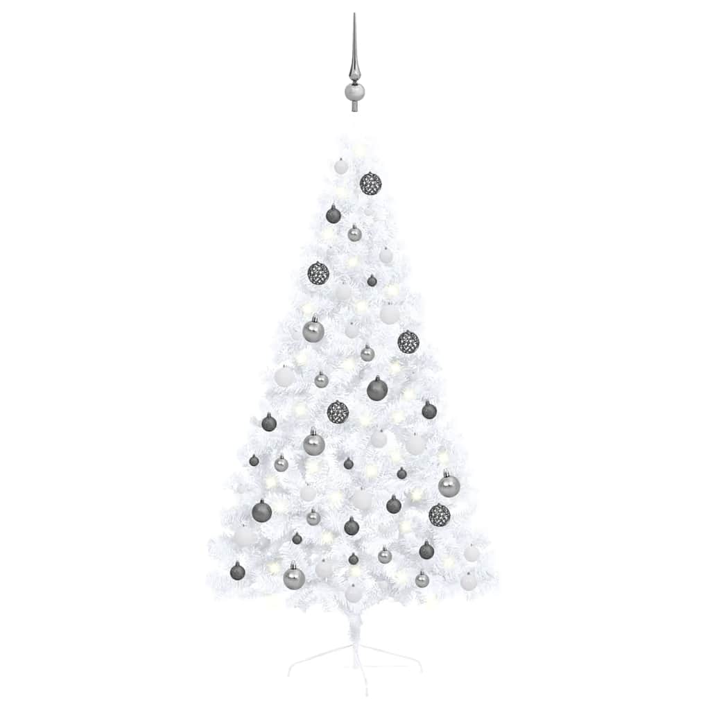 foto del prodotto set albero natale artificiale a met led palline bianco 150cm cod mxl 26950
