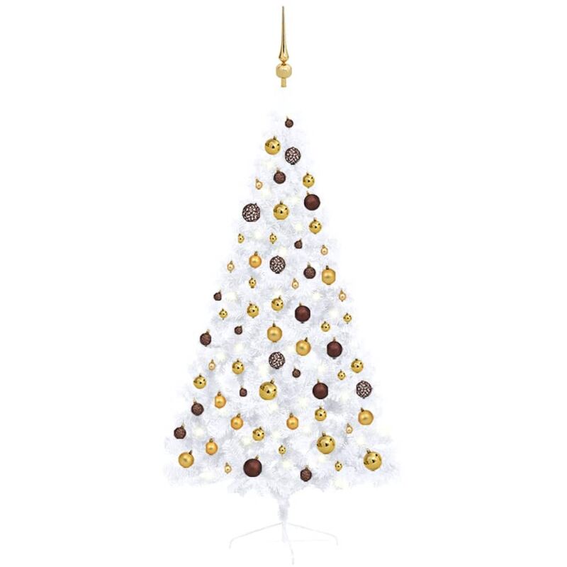 foto del prodotto set albero natale artificiale a met led palline bianco 150cm vidaxl