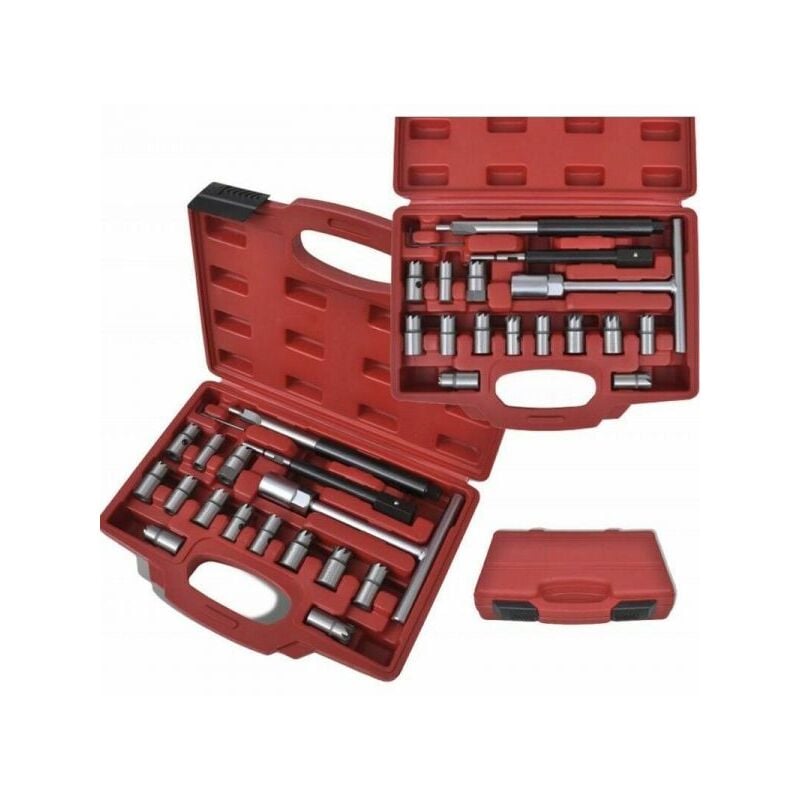 foto del prodotto set alesatori fresa pulizia iniettore iniettori auto motore 17 pz