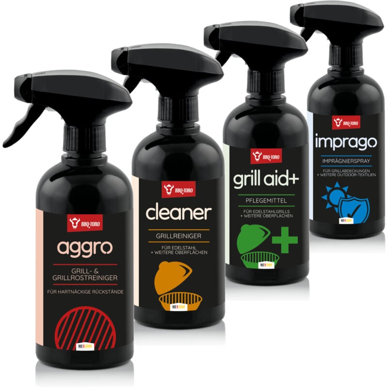 foto del prodotto set allrounder per la cura di 4 pezzi completo set per la pulizia e la cura del barbecue, accessori, spray per barbecue bbq toro