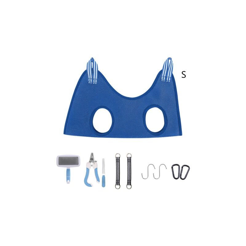 foto del prodotto set amaca per toelettatura per cani di piccola taglia e gatti artigli per animali domestici forbici per toelettatura per cani e gatti s, blu 