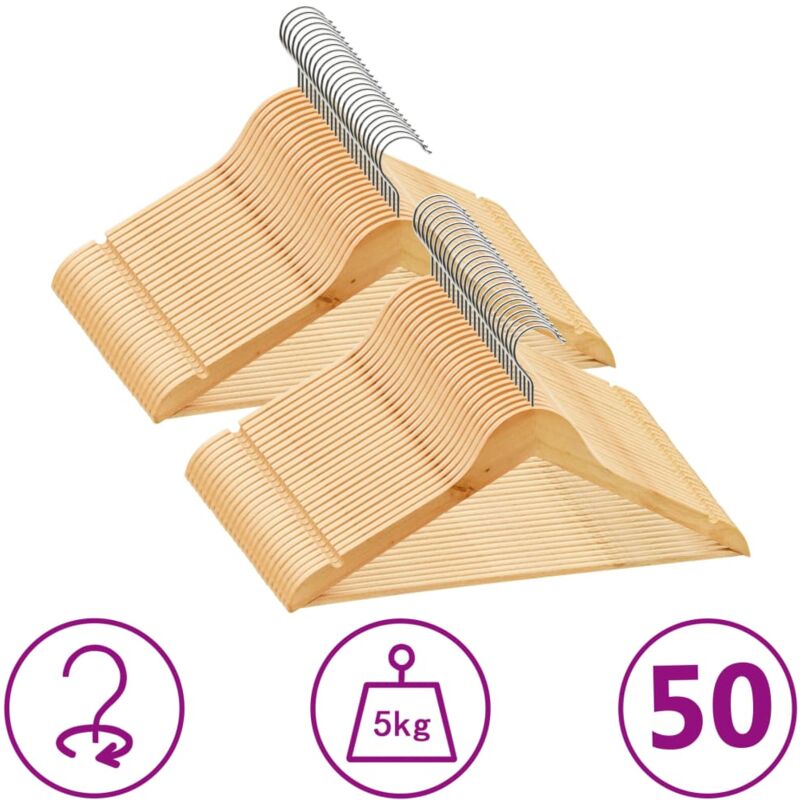foto del prodotto set appendiabiti 50 pz antiscivolo in legno massello vidaxl