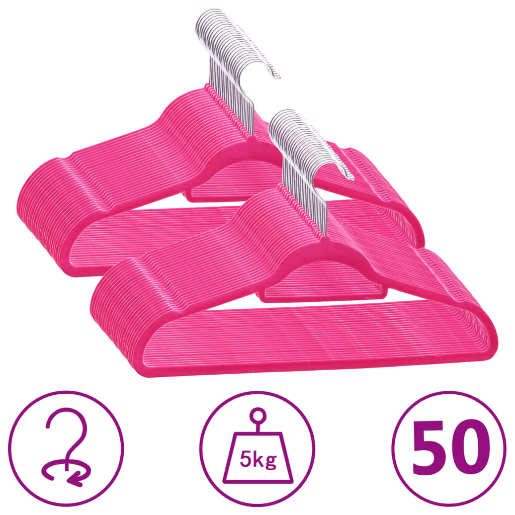 foto del prodotto set appendiabiti 50 pz antiscivolo rosa in velluto vidaxl