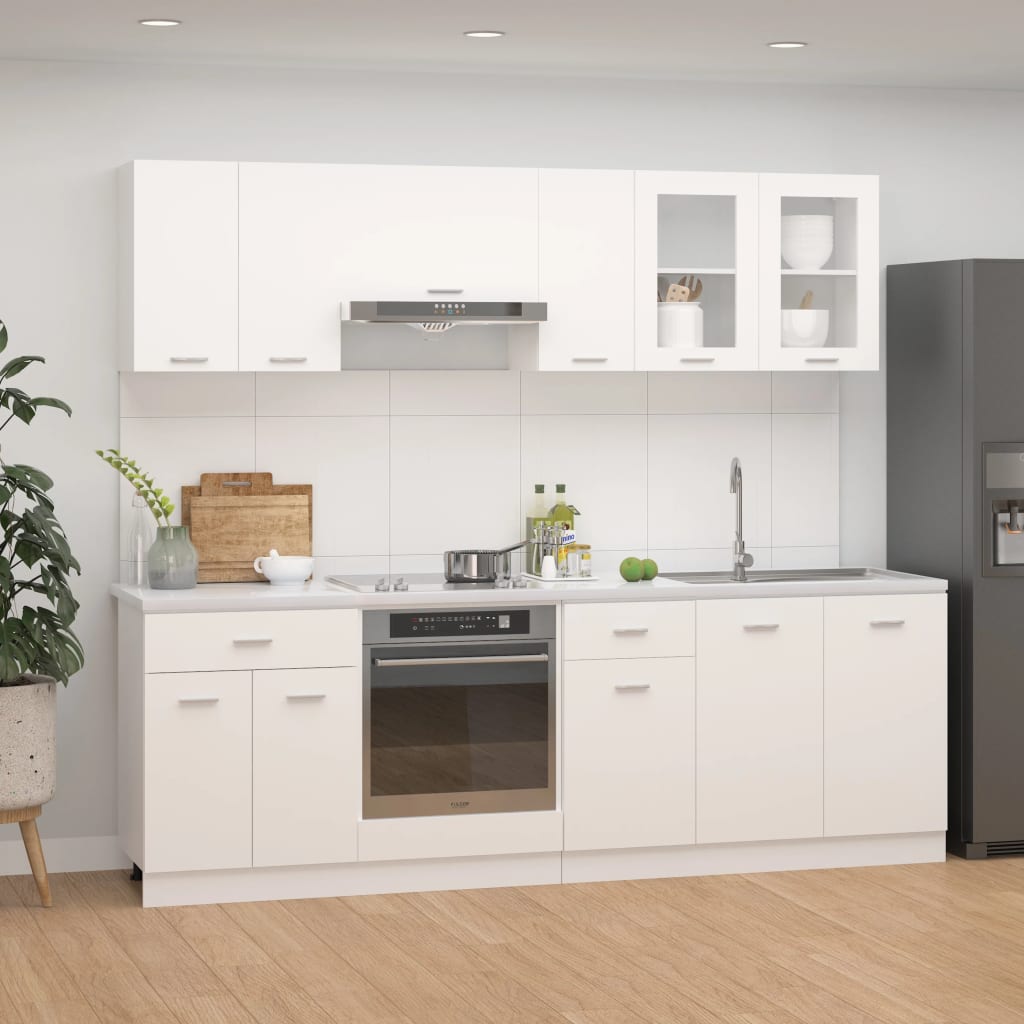 foto del prodotto set armadi da cucina 8 pz bianco in legno multistrato