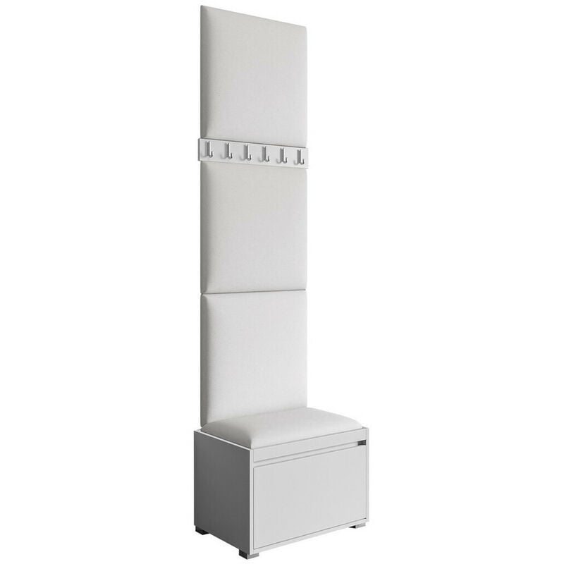 foto del prodotto set arredo da corridoio comfivo 399, bianco soft 017, 0x65x34cm, senza, eco pelle, truciolare laminato, da terra, montaggio a parete