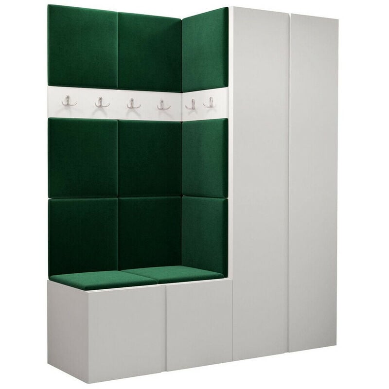 foto del prodotto set arredo da corridoio hartford 266, bianco, 186x158x46cm, senza, arazzo, truciolare laminato, da terra, montaggio a parete