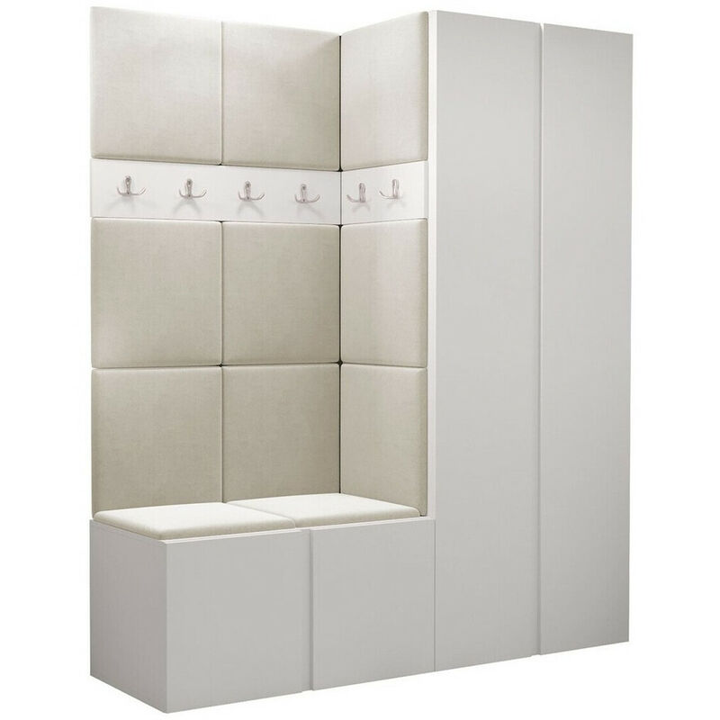 foto del prodotto set arredo da corridoio hartford 266, bianco, 186x158x46cm, senza, truciolare laminato, arazzo, montaggio a parete, da terra