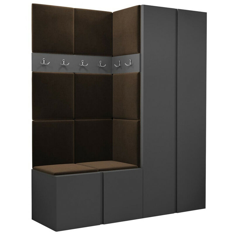 foto del prodotto set arredo da corridoio hartford 266, grafite, 186x158x46cm, senza, truciolare laminato, arazzo, da terra, montaggio a parete