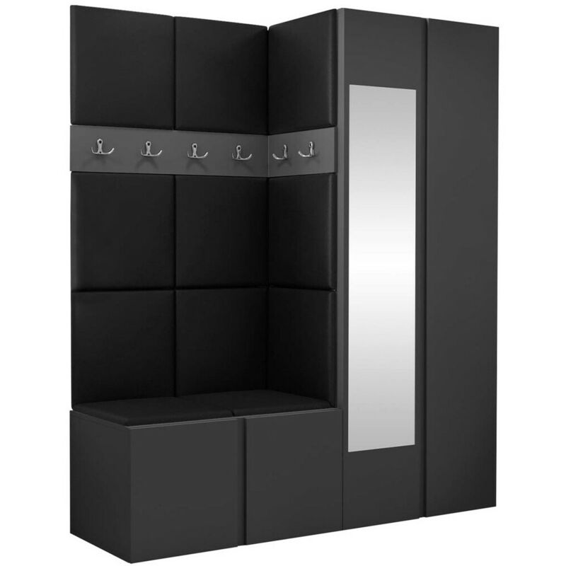 foto del prodotto set arredo da corridoio hartford 278, eco pelle soft 011, 186x158x46cm, con, truciolare laminato, eco pelle, montaggio a parete, da terra