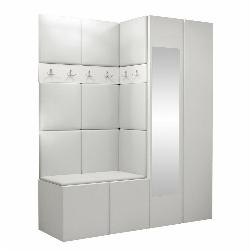 foto del prodotto set arredo da corridoio hartford 278, eco pelle soft 017, 186x158x46cm, con, truciolare laminato, eco pelle, da terra, montaggio a parete