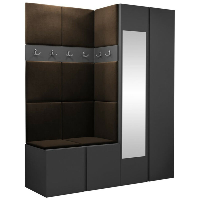 foto del prodotto set arredo da corridoio hartford 278, manila 04, 186x158x46cm, con, truciolare laminato, arazzo, da terra, montaggio a parete
