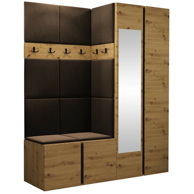foto del prodotto set arredo da corridoio hartford 278, manila 04, 186x158x46cm, con, truciolare laminato, arazzo, da terra, montaggio a parete