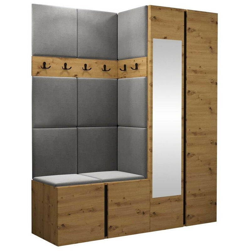 foto del prodotto set arredo da corridoio hartford 278, manila 16, 186x158x46cm, con, truciolare laminato, arazzo, montaggio a parete, da terra