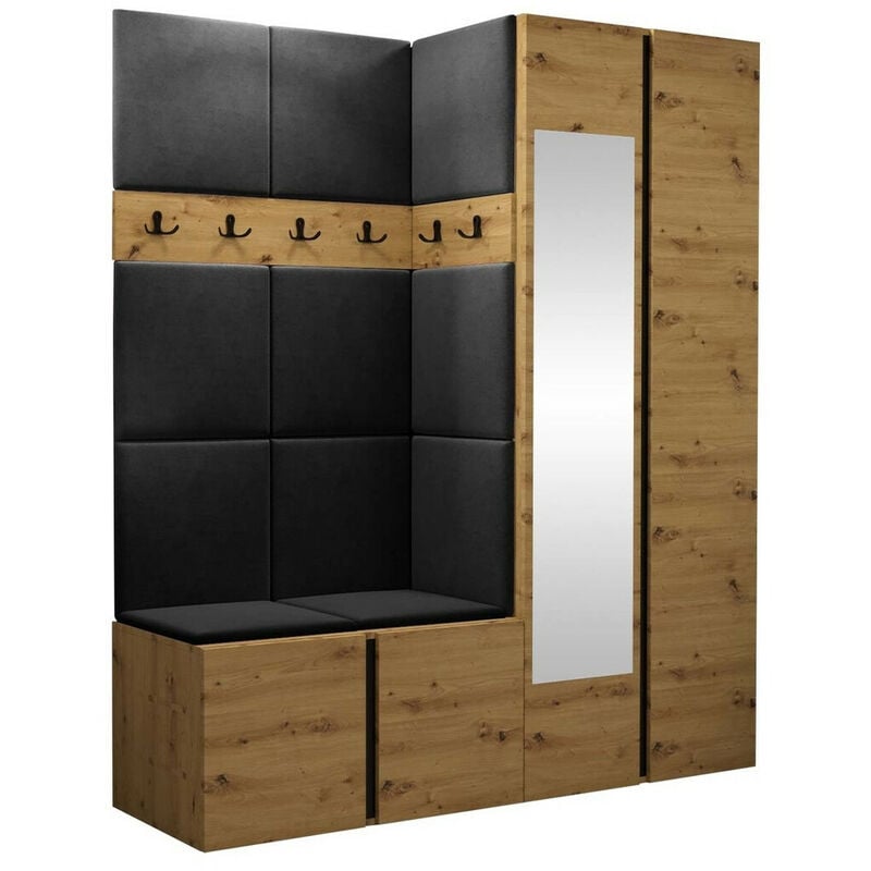 foto del prodotto set arredo da corridoio hartford 278, manila 18, 186x158x46cm, con, truciolare laminato, arazzo, montaggio a parete, da terra