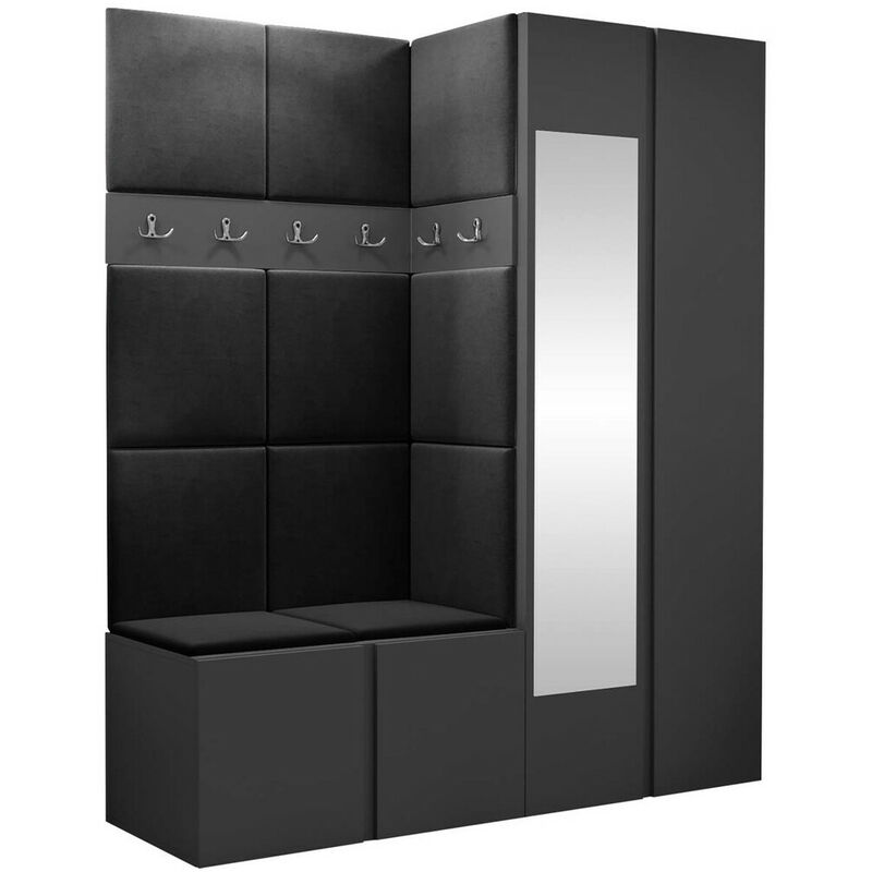 foto del prodotto set arredo da corridoio hartford 278, manila 18, 186x158x46cm, con, truciolare laminato, arazzo, montaggio a parete, da terra