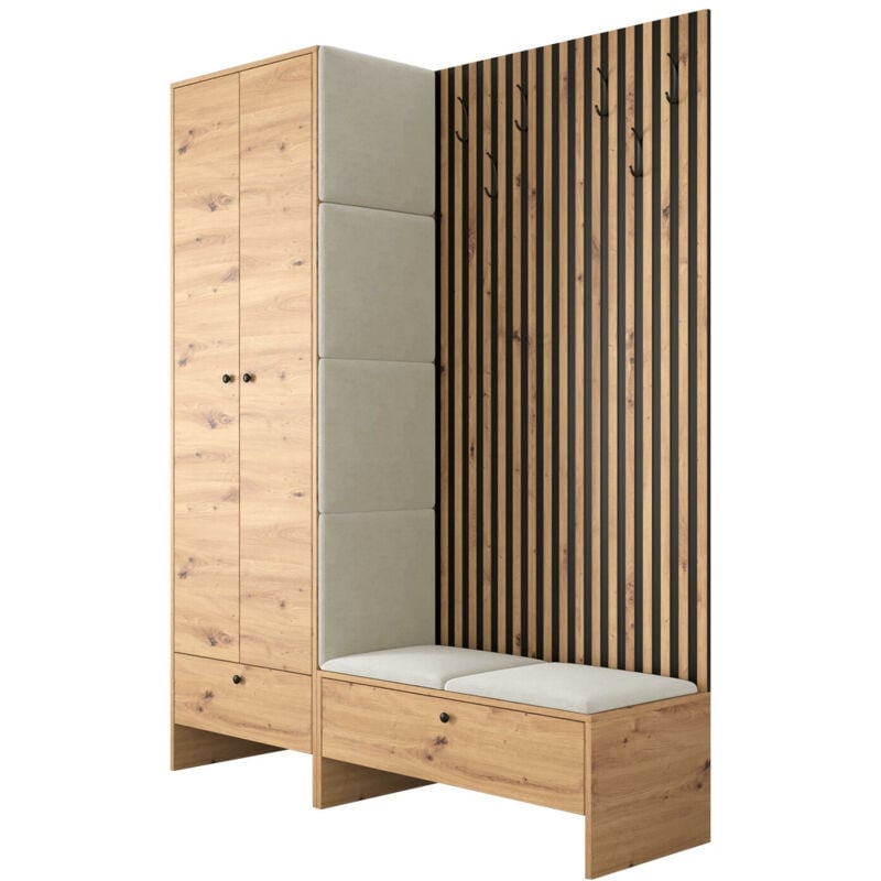 foto del prodotto set arredo da corridoio hartford 320, rovere artisan manila 02, 206x145x44cm, senza, truciolare laminato, arazzo, da terra